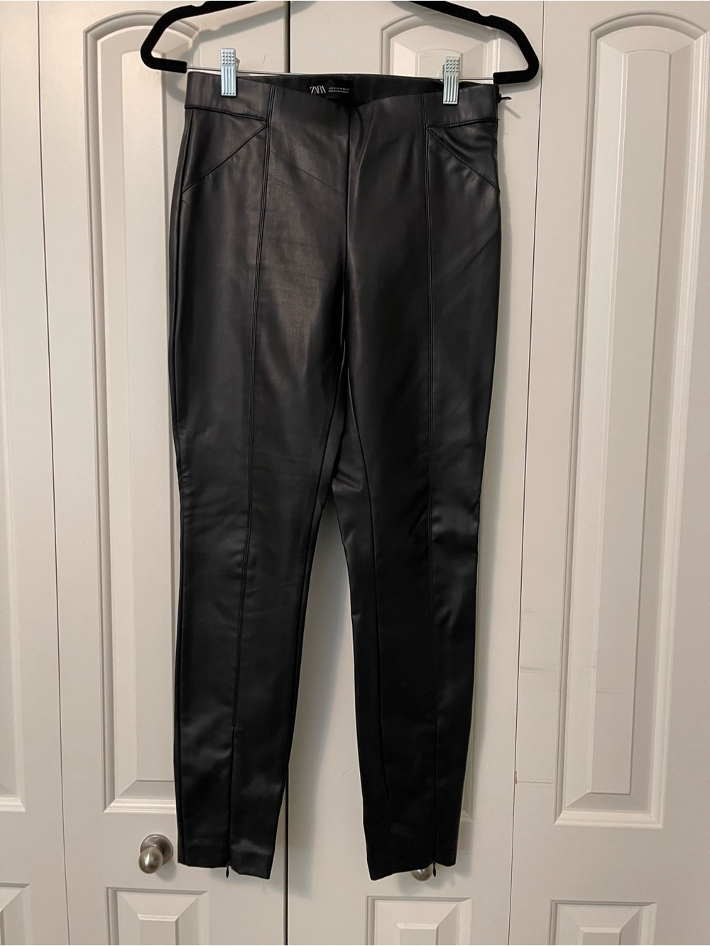 Zara Black Faux Leather Slim Trousers
